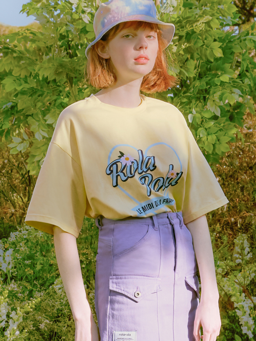 (TS-20305) ROLA HEART FLOWER T-SHIRT LEMON