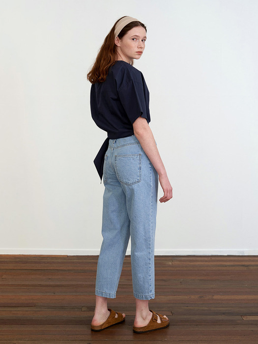 SIDE BUTTON DENIM PANTS - LIGHT BLUE