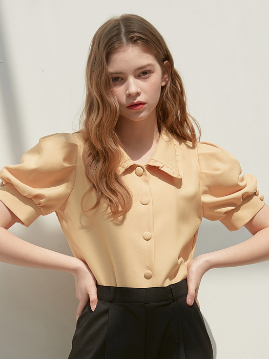 [By Joorti] J412 frill collar blouse (yellow)