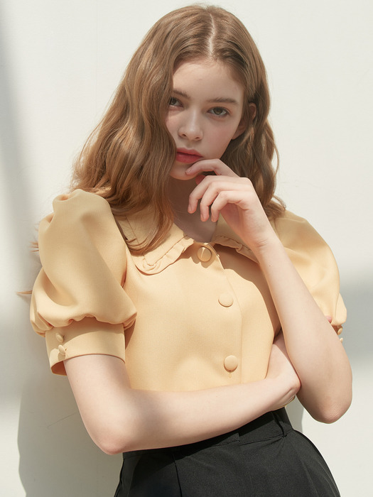 [By Joorti] J412 frill collar blouse (yellow)