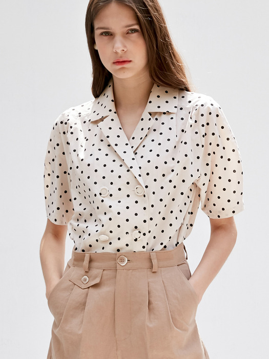 comos354 dot double blouse (light beige)