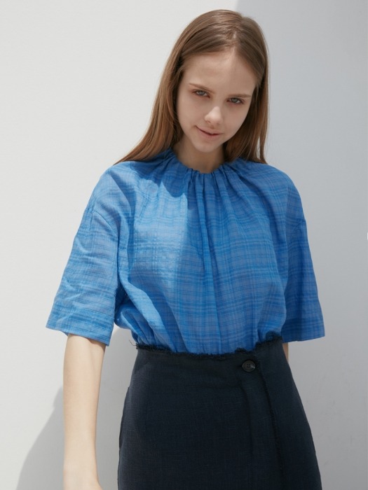 NECK STRING BLOUSE_BLUE