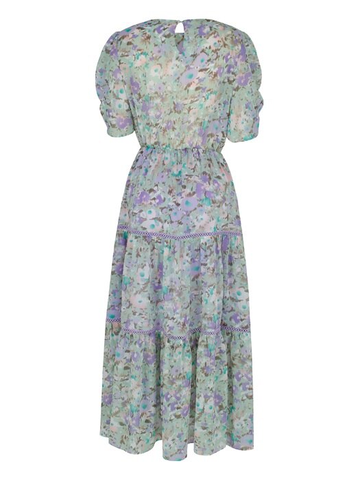 Flower print cancan dress_Lavender green