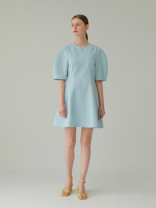 Puff Sleeve Mini Linen Dress_2colors