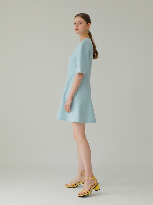 Puff Sleeve Mini Linen Dress_2colors