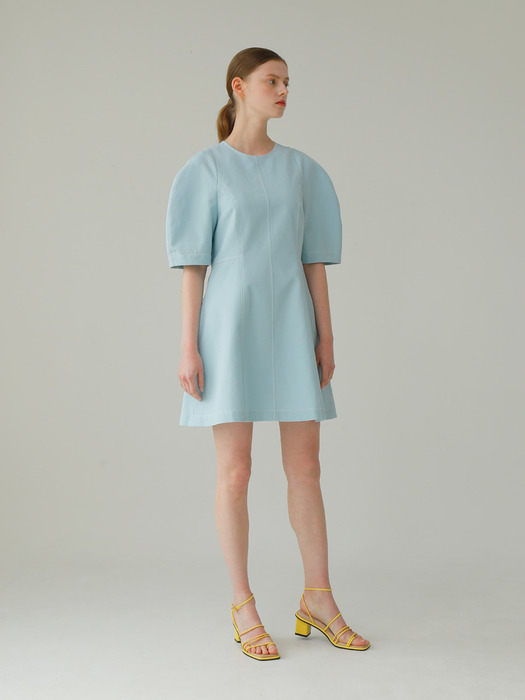 Puff Sleeve Mini Linen Dress_2colors