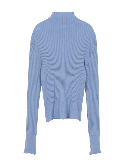 Button Ribbed Knit in Blue_VK0AP2300
