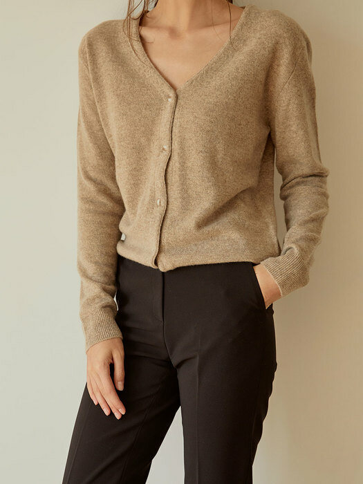 Basic V-neck Cardigan(Brown)