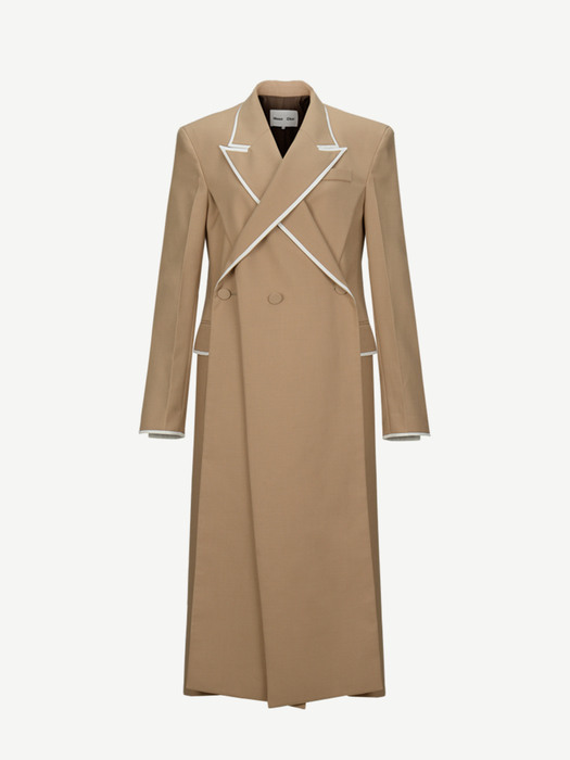 Overlapped lapel collar tailored coat