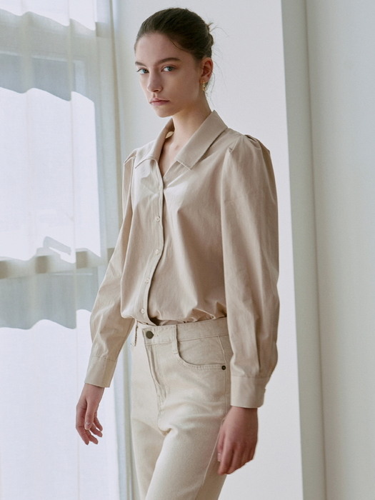 PLACKET PUFF SHIRT_SAND BEIGE