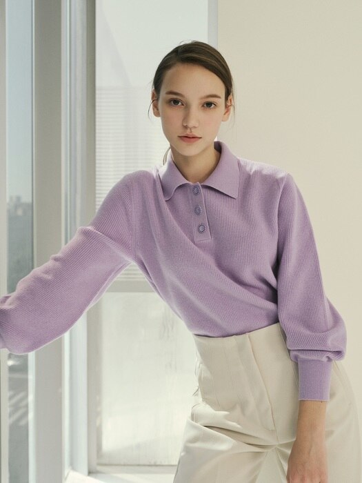Loose fit collar pullover - Light Violet