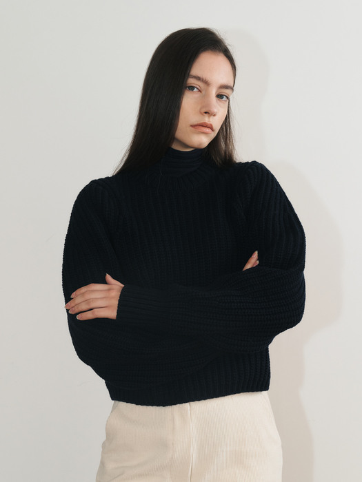 Crop sweater(navy)