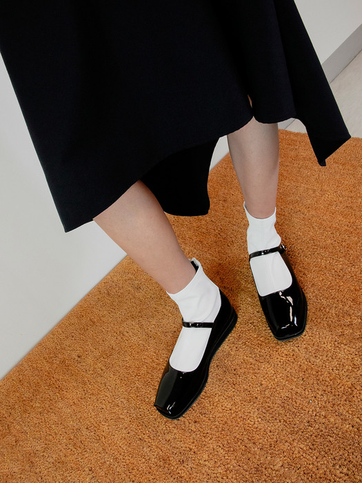 Ballet maryjane ankle boots | glossy black