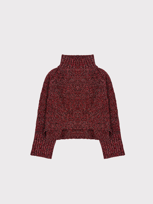 Lucia Shaded Knit & Muffler Set_Multi Red