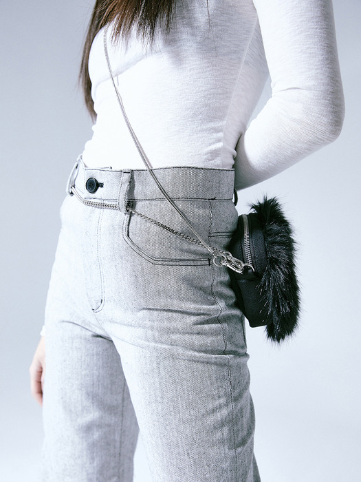 Mini Fur Chain Bag (BLACK)