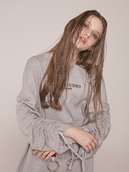 [리퍼브] 0 3 shirring sweat shirt - GREY