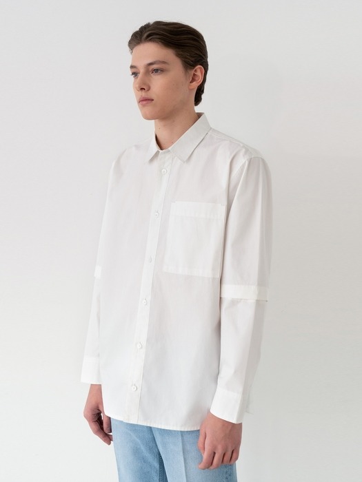 Detachable Sleeve Shirts - White / Over