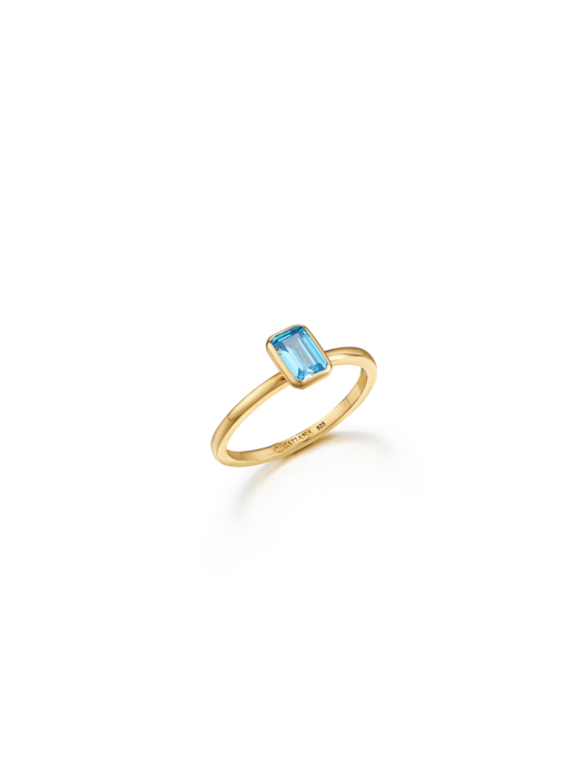 [Silver925]Blue Sapphire Emerald Bezel Ring_CR0488