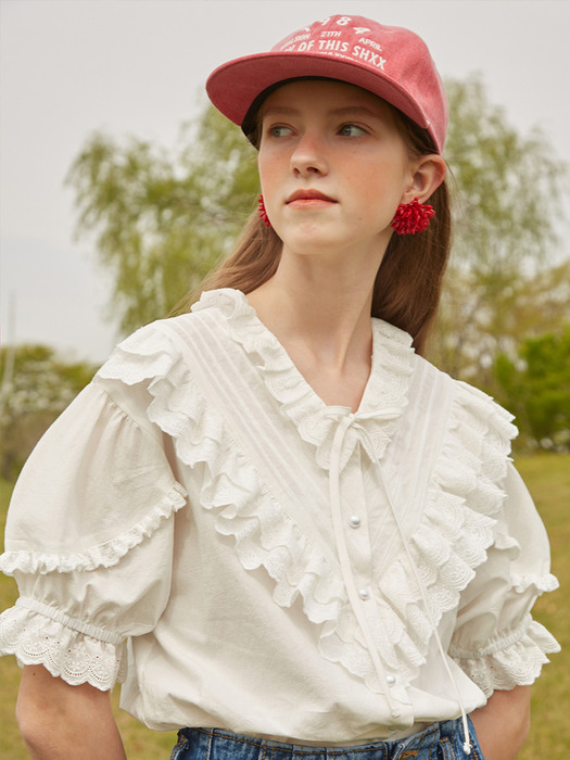 Lace Frill White Blouse (Summer)