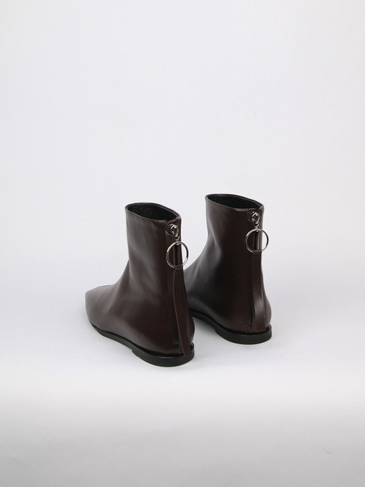 Bella Flat Ankle Boots Brown