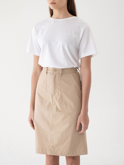 Linen banding skirt (beige)