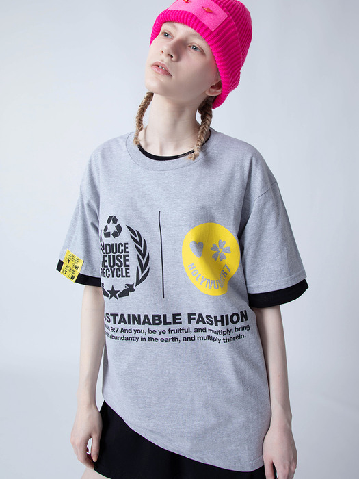 SUSTAINABLE FASHION CAMPAIGN 1/2 T-SHIRT_GRAY