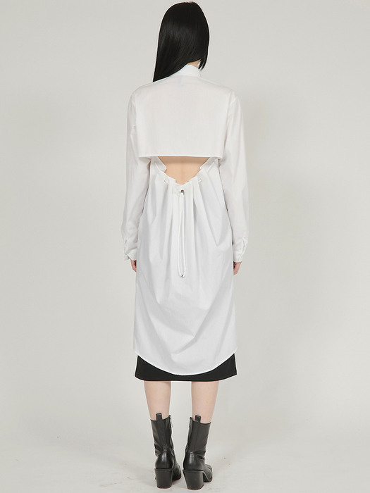 Backless Long Shirt Dress - Off White (FL-176)