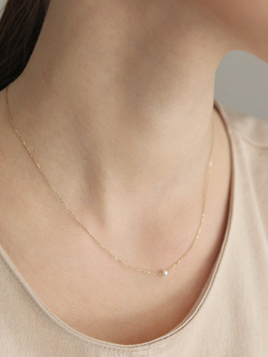 [순금58.8%]TKG_014 simple pearl necklace 14k 골드목걸이
