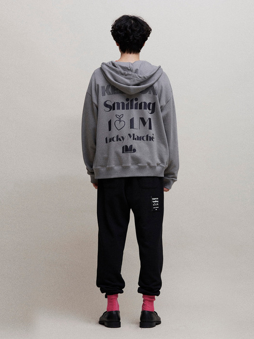 Zipup Hooded Sweatshirt with  LM Message_LQUAW20110GYX