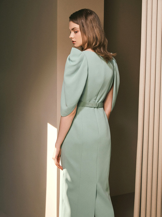 NEITH / Puff Straight Belted Dress(mint)