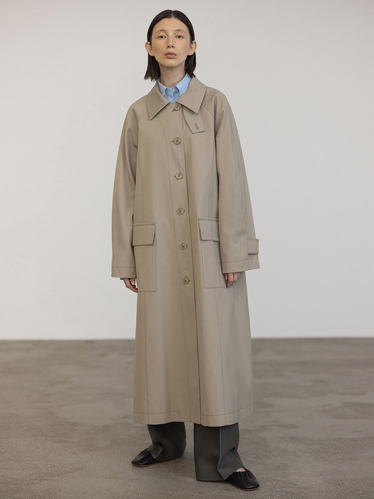 클래식 트윌 발마칸 코트 Olmeda Balmacaan coat - Khaki Beige