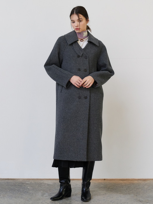 21 Winter_Melange Grey Double-Breasted Coat