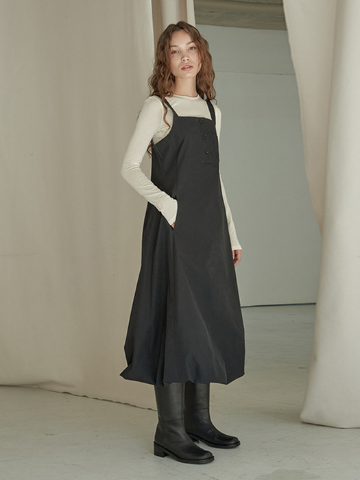 벌룬 코듀로이 드레스 블랙 / BALLOON CORDUROY DRESS BLACK