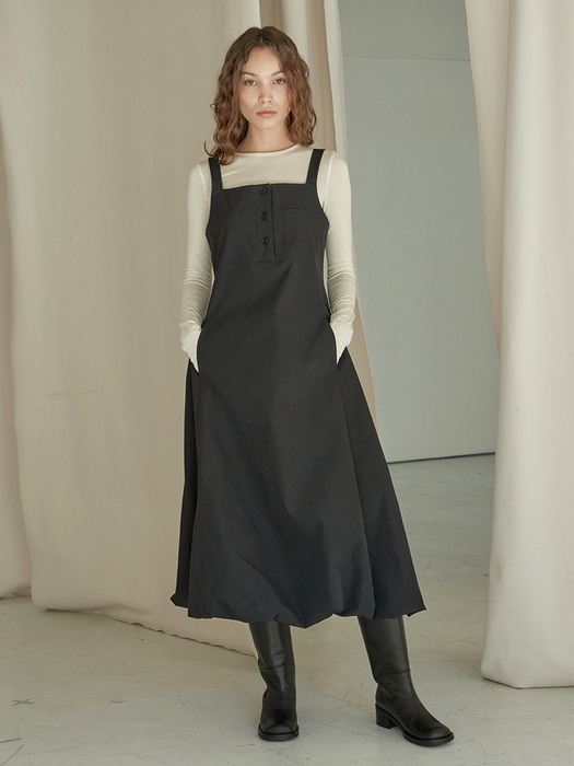 벌룬 코듀로이 드레스 블랙 / BALLOON CORDUROY DRESS BLACK