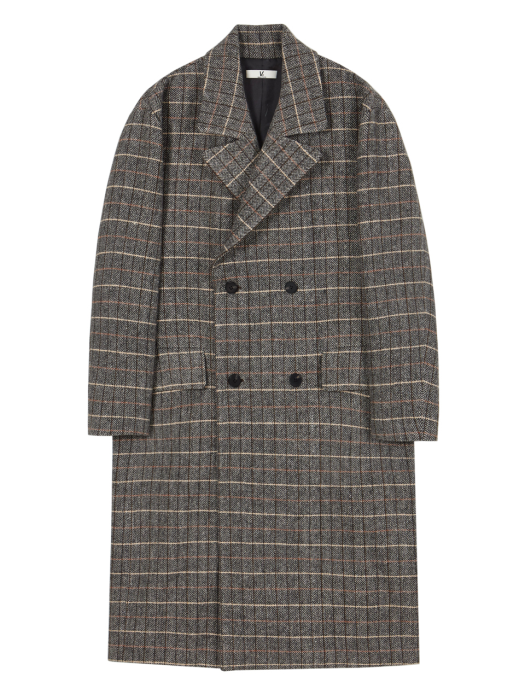 OVERFIT DOUBLE BREASTED WOOL COAT_CHECK