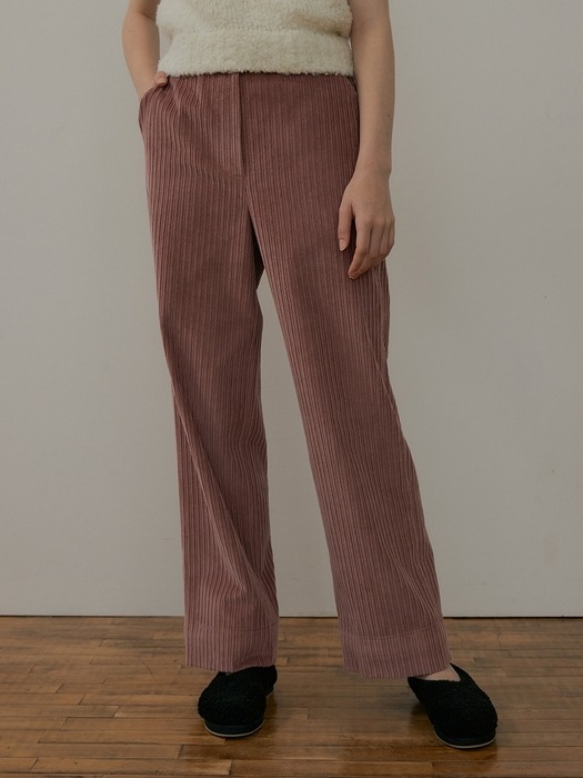 corduroy straight pants (dusty pink)