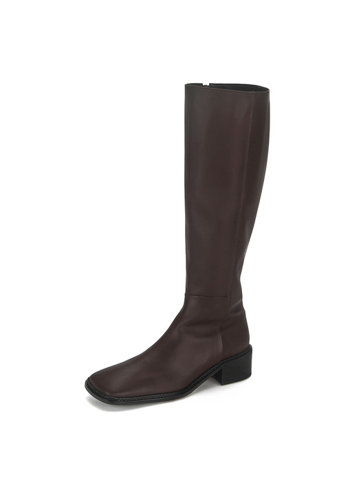 Squircle riding long boots | Dark brown