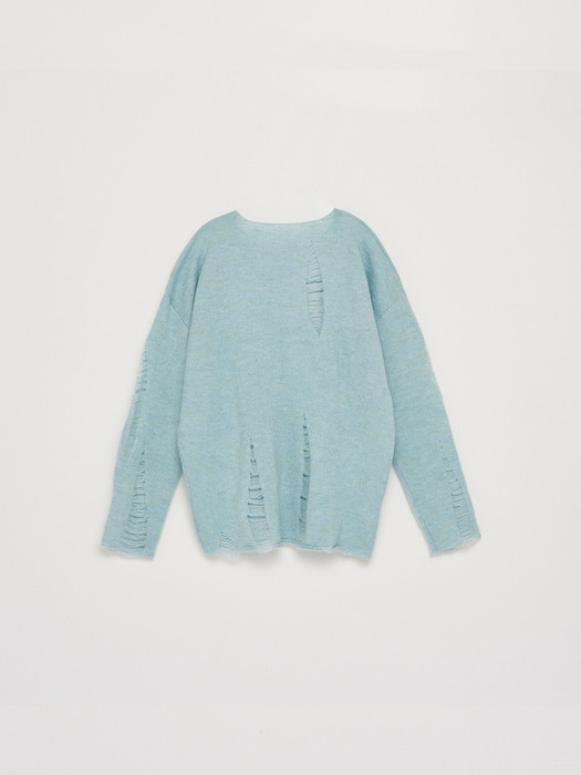 DAMAGE KNIT PULLOVER IN MINT