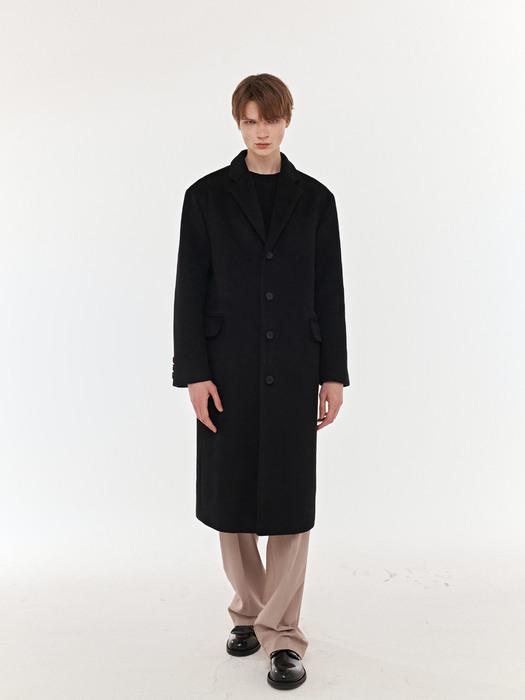 Wool Blend over-fit single coat (Black)