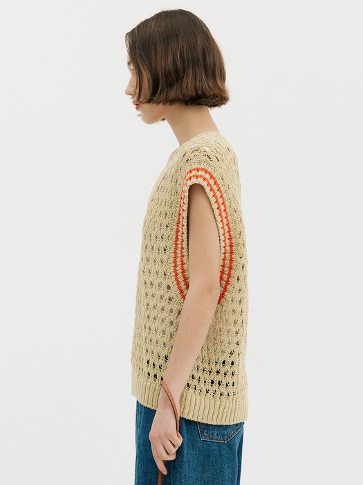 Coloration Knit Vest_Yellow Beige