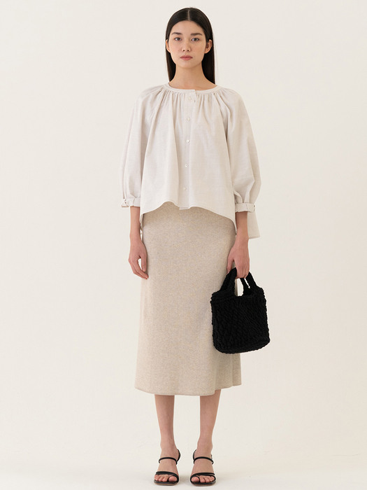 SS22 A-line Knitted Skirt Ivory-melange