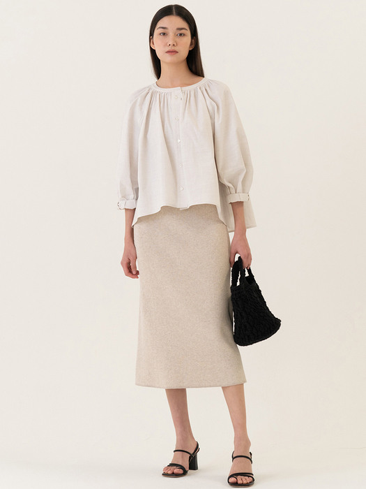 SS22 A-line Knitted Skirt Ivory-melange