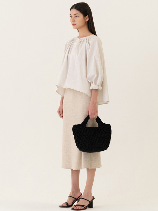 SS22 A-line Knitted Skirt Ivory-melange