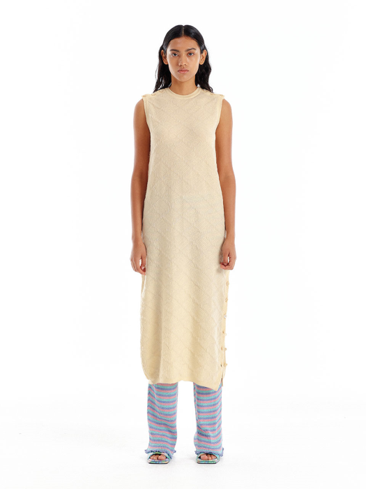 UOUO Logo Jacquard Knit Dress - Light Yellow