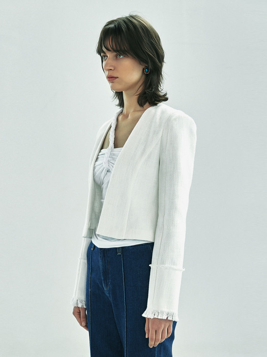 GRACE CROPPED JACKET - WHITE