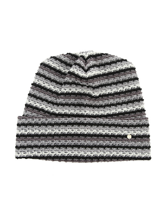 SQUARE NET BEANIE / STRIPE / BLACK WHITE