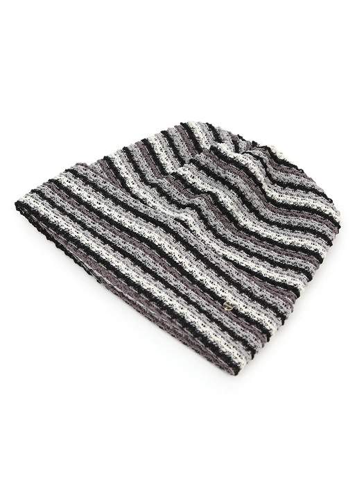 SQUARE NET BEANIE / STRIPE / BLACK WHITE