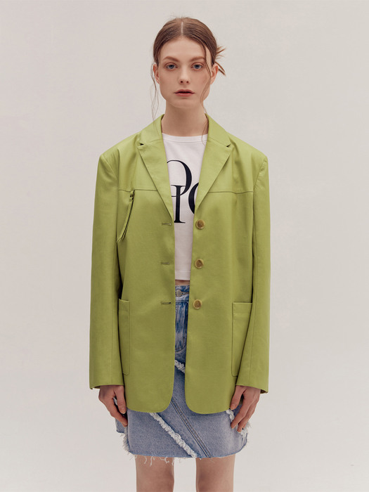 FAUX LEATHER JACKET [GREEN]
