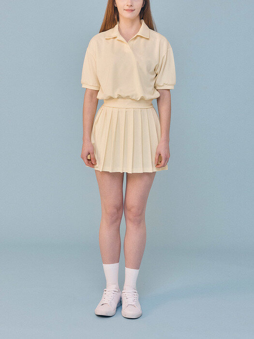 Open Collar Crop T-shirt_Butter Yellow