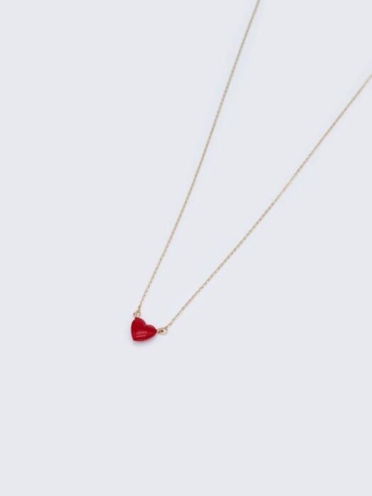 Scarlet red heart 14k gold chain Necklace 14k 스칼렛 레드 에폭시 하트 체인 목걸이